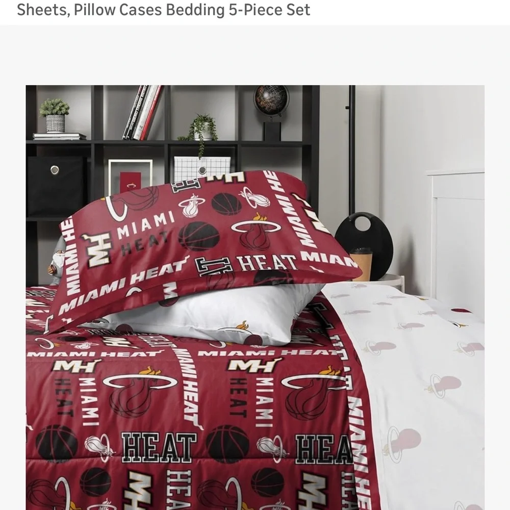 NFL Miami Heat Comforter Set - Maroon & White